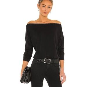 Paige Black Suvi Jersey Bodysuit Off Shoulder Long Sleeve XL